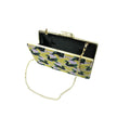 Sustainable Box Clutch - Green And Black Swans With Gold Frame