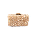 Evening Box Clutch - Hand Embroidered Pearl and White Velvet Sling