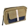 Fabric Pouch - Blue, Green And Red Tweed And Tartan Toiletry Bag