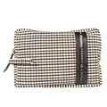 Fabric and Leather Pouch - Black And White Toiletry Bag