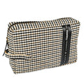 Fabric and Leather Pouch - Black And White Toiletry Bag