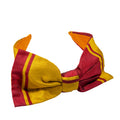 Hairband with Dual Colour And Single Bow - Red And Mustard