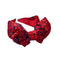 Hairband with Three Bows - Blue Floral On Red