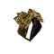 Hairband with Three Bows - Gold Floral Pattern On Black