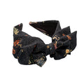 Hairband with Three Bows - Multi Colour Floral Print On Black