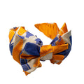 Hairband with Three Bows - Yellow And Blue Abstract Floral Print