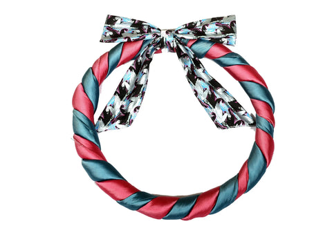 Fabric Wreath with Bow - Pink and Blue