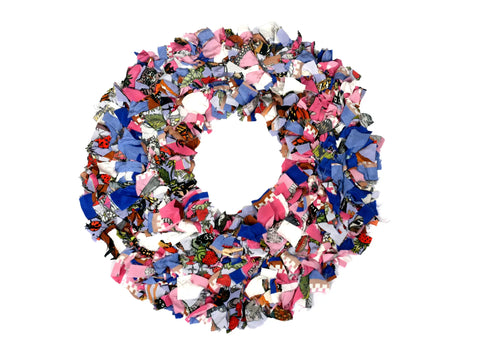 Fabric Wreath - Multicolor - Pink and Blue