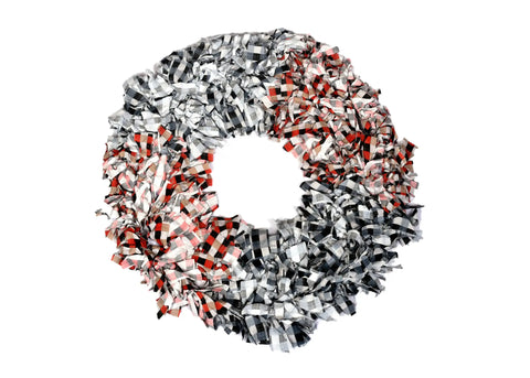 Fabric Wreath - Multicolor - Red, White and Black