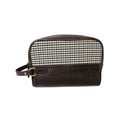 Sustainable Leather Pouch - White And Black Checks Pattern With Dark Brown Croco