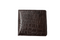 Sustainable Men's Leather Wallet - Brown Croco texture, Grey Pocket With Blue lining