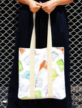 Sustainable Tote Bags - Shopper Bag - Multicolour on White - Book Print